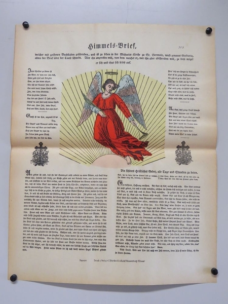 Himmels - Brief. (titre inscrit, allemand) ; La lettre du ciel. (titre traduit)