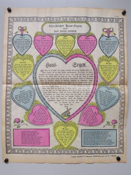 Christlicher Haus-Segen. / Nebst der zwölf Stunden Gedächtniss (titre inscrit, allemand) ; (bénédiction chrétienne de la maison. titre traduit)
