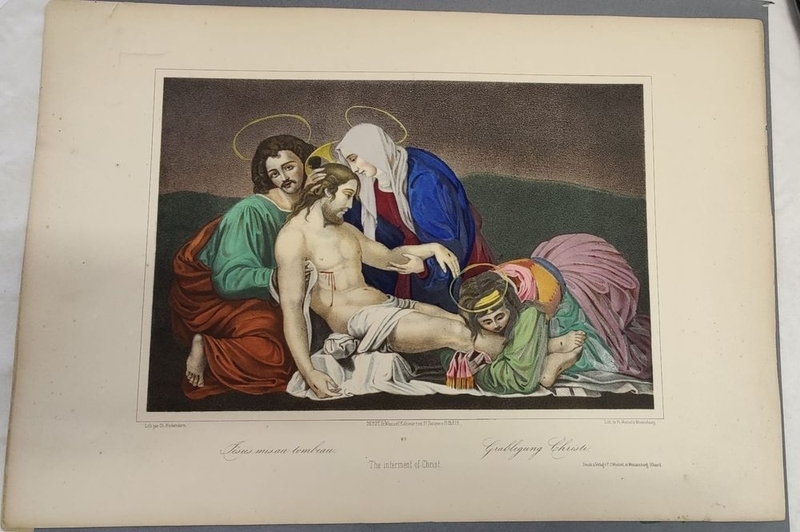 Jésus mis au tombeau. (titre inscrit, français, allemand, anglais)