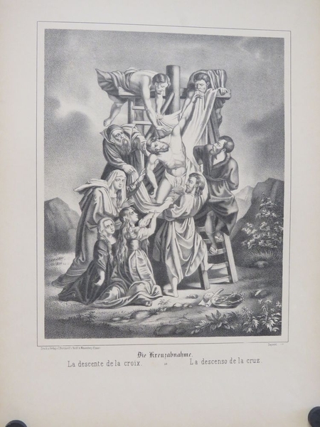 La descente de la croix. (titre inscrit, allemand, français, espagnol)