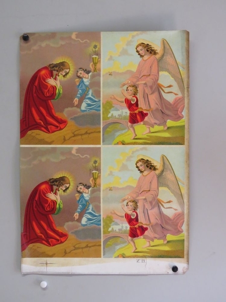 4 images pieuses Christ en prière et ange gardien. (titre factice)