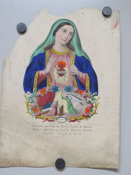 Véritable portrait du Sacré Coeur de Marie. (titre inscrit, français, allemand, espagnol)