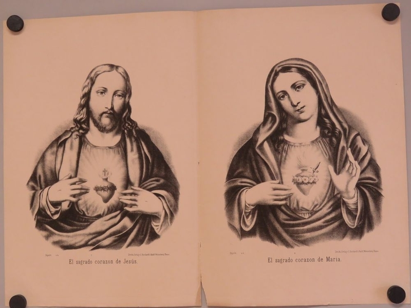 El sagrado corazon de Jesus. / El sagrado corazon de Maria. (titre inscrit, espagnol)