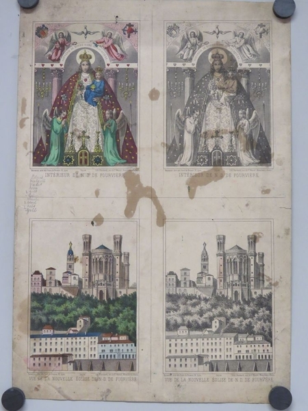 INTERIEUR DE N. D. DE FOURVIERE. / VUE DE LA NOUVELLE EGLISE DE N. D. DE FOURVIERE. (titre inscrit, français)