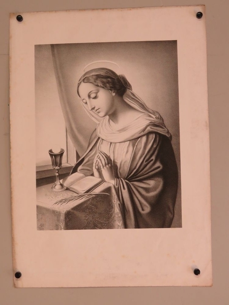 Sainte priant à la palme, au calice et à l'hostie. (titre factice)