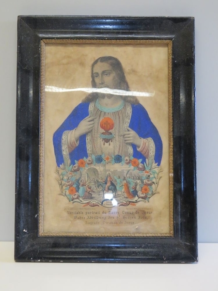 Véritable portrait du Sacré Coeur de Jésus. (titre inscrit, français, allemand, espagnol)