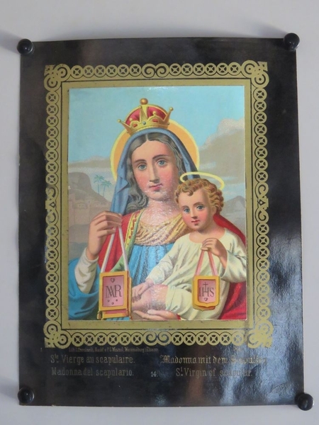 Ste. Vierge au scapulaire. (titre inscrit, français, allemand, espagnol, anglais)