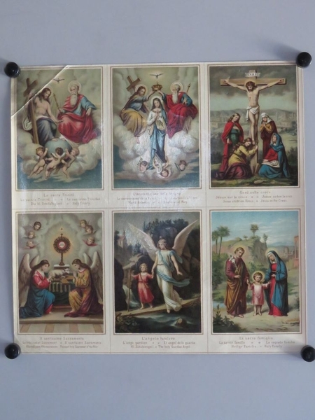 La sainte Trinité. / Le couronnement de la Vierge. / Jésus sur la croix. / Le très-saint Sacrement. / L'ange gardien / La sainte famille  (titre inscrit, italien, français, espagnol, allemand, anglais)