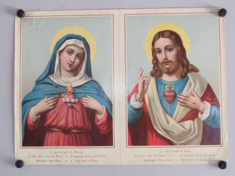 Le très-saint coeur de Marie / Le sacré coeur de Jésus (titre inscrit, italien, français, espagnol, allemand, anglais)