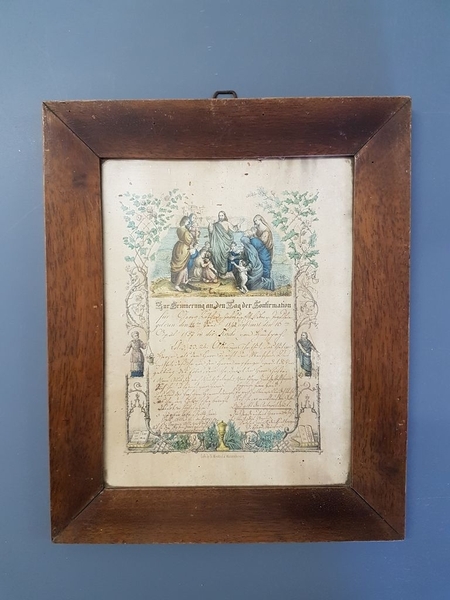 Zur Erinnerung an den Tag der Confirmation (titre inscrit, allemand) ; Souvenir de confirmation (titre traduit)