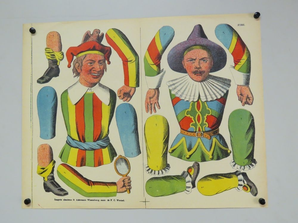 Deux pantins, Eulenspiegel et homme furieux au chapeau pointu. (titre factice)