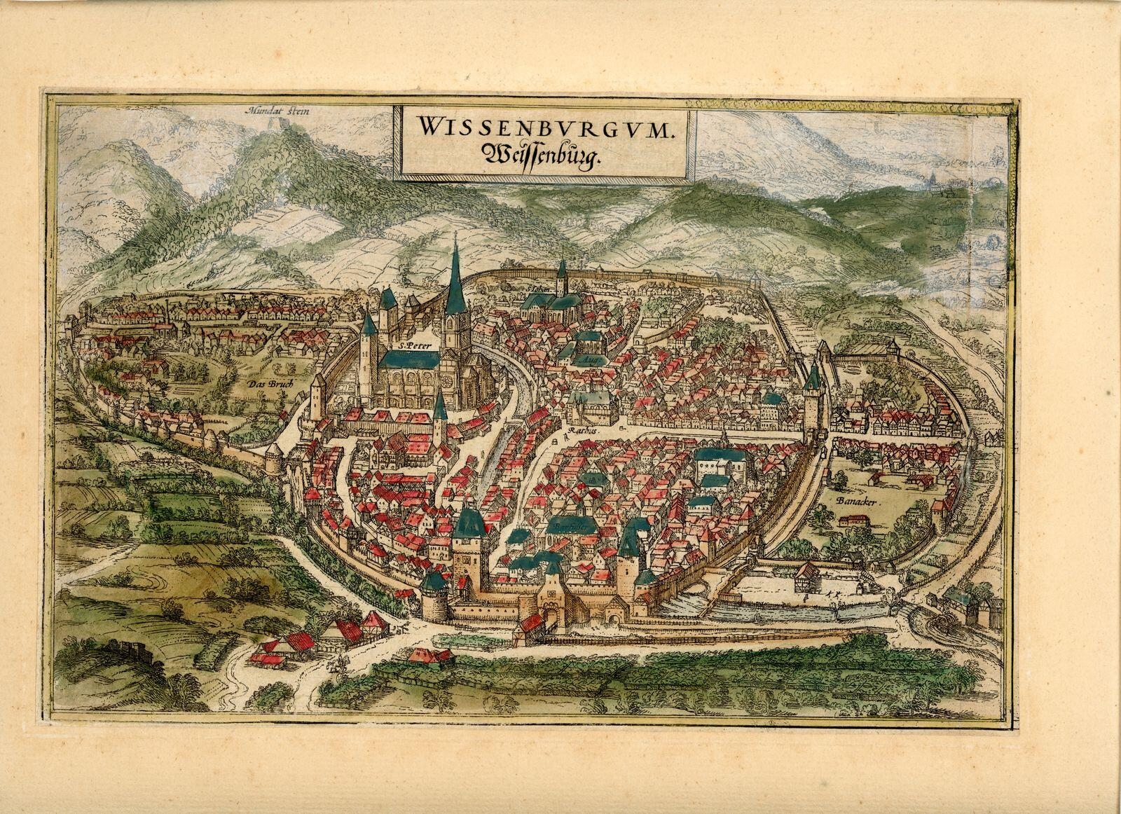WISSENBURGUM. / Weissenburg. (titre inscrit en latin et en allemand)