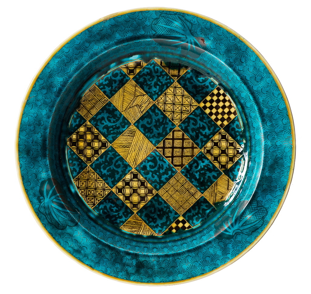 plat rond de style japonais Ko-Kutani