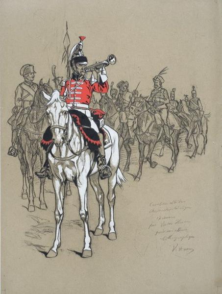 Cavaliers célèbres - chevauchées héroïques : Page-titre de l'album lithographique