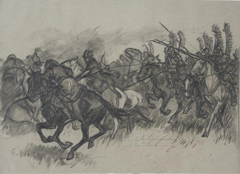 Cavaliers polonais du Roi Jean Sobiesdi sous les murs de Vienne (12.IX.1683) (dessin préparatoire, projet final)