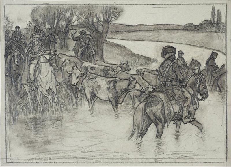 Pandours (Cavalerie autrichienne irrégulière, 1742) (dessin préparatoire)