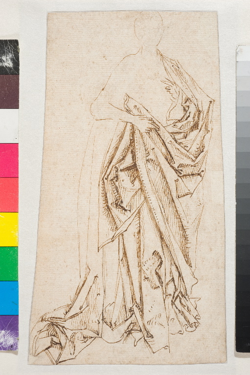 Double feuille avec des études de draperies