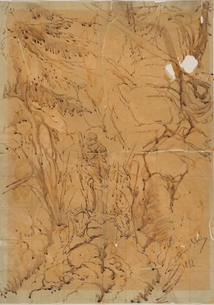 Les schlitters des Vosges (charrette tirée par des boeufs)