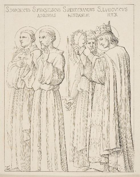 Quatre saints en pied : saints Dominique, François d'Assise, Espagne Ferdinand d' et Louis
