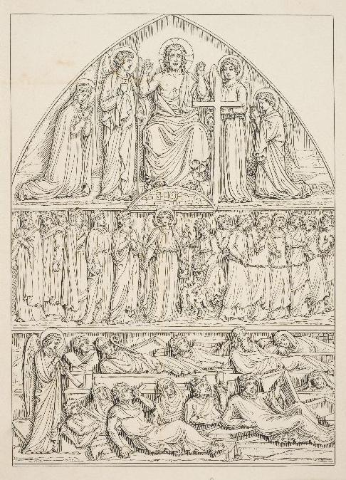 Décor de tympan sur le thème du Jugement Dernier