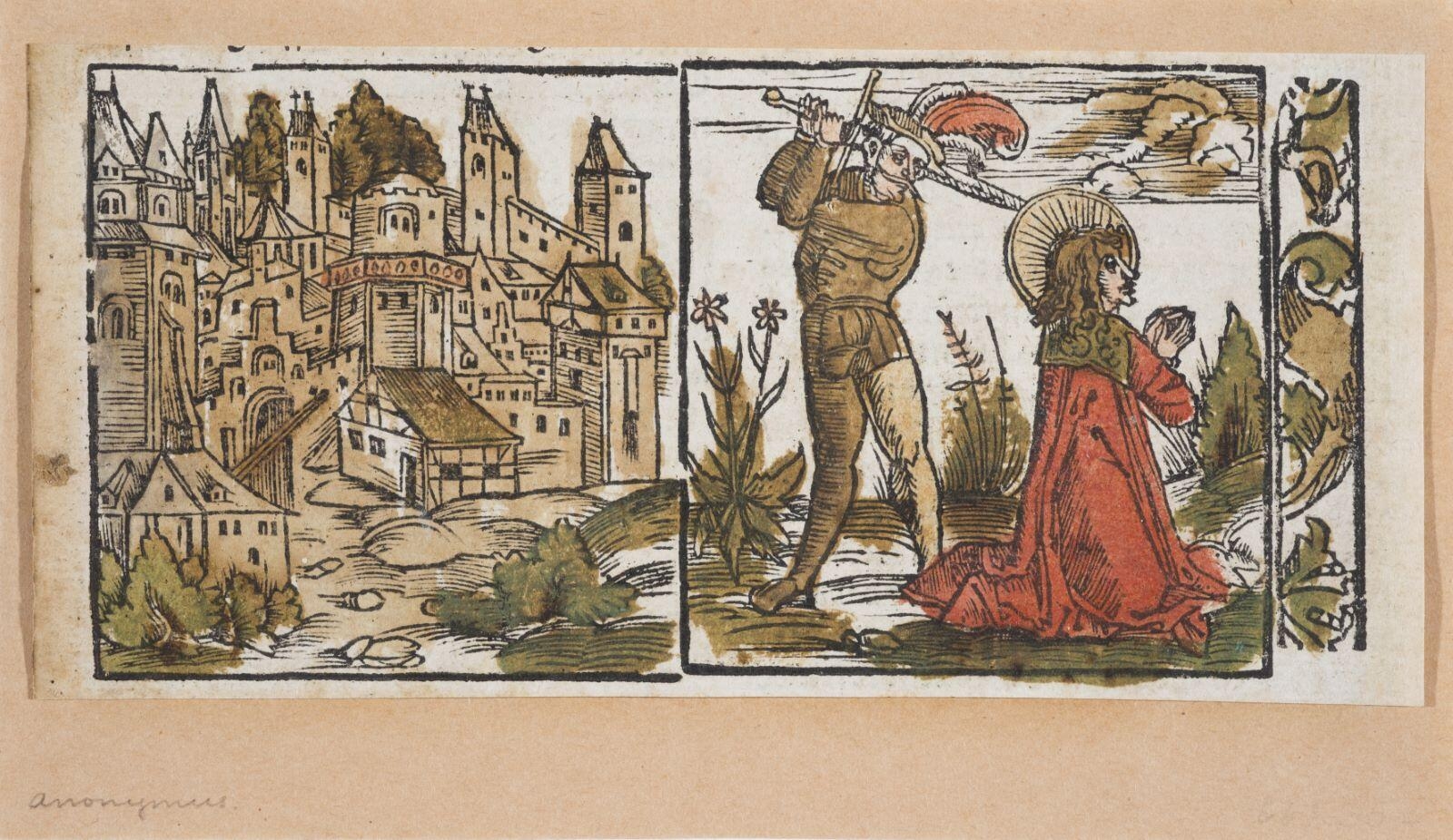 Vue de ville et Martyre de Saint Pancrace