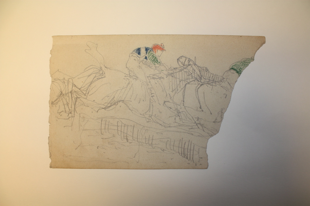 Jockey et cheval pendant le saut / Chevaux, jockey, personnage barbu