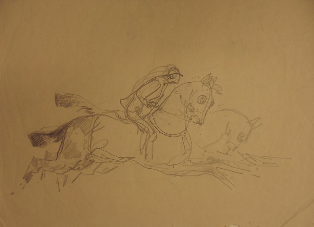 Étude de mouvement cheval-cavalier / Course