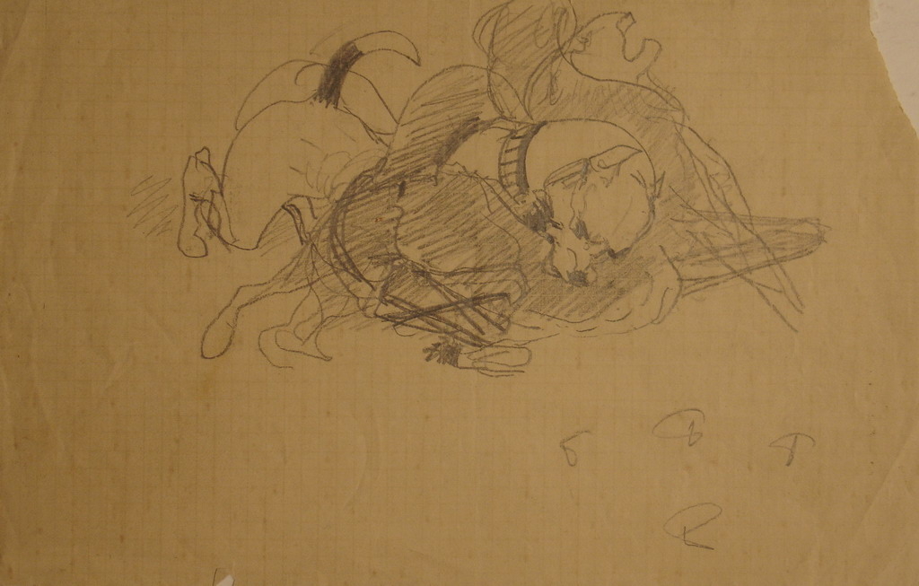 Chien et gibier luttant