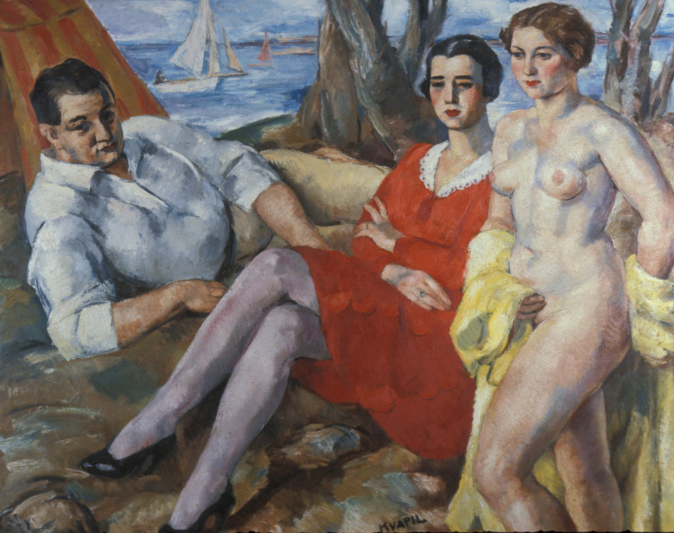 "Le peintre, sa femme et son modèle" ou "Au bord de la mer"