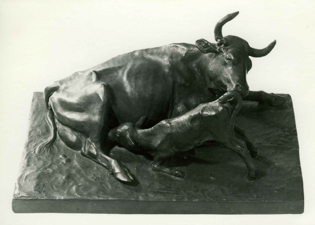 Vache et son veau ou vache couchée et son jeune veau