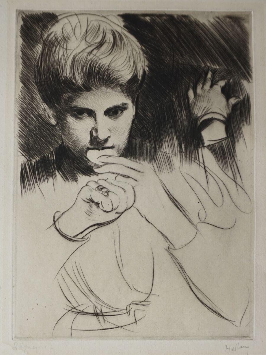 Femme mangeant un biscuit ; Étude de main