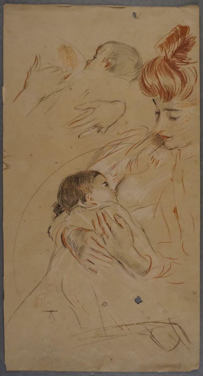Alice Helleu allaitant Paulette, bébé