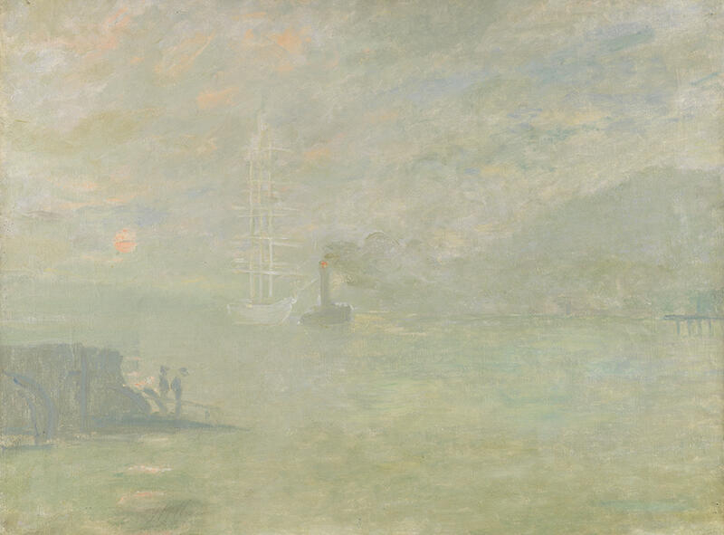 Rouen, brume au soleil levant sur la Seine