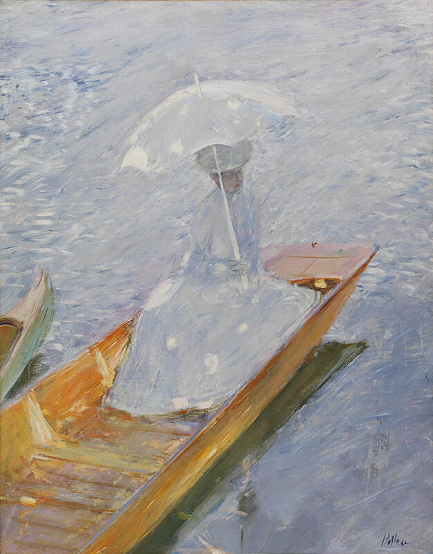 Alice Helleu dans une barque à Fladbury