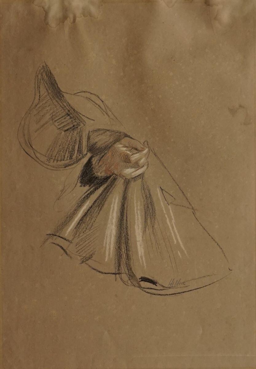 Étude de draperie ; Essai de crayons (verso)