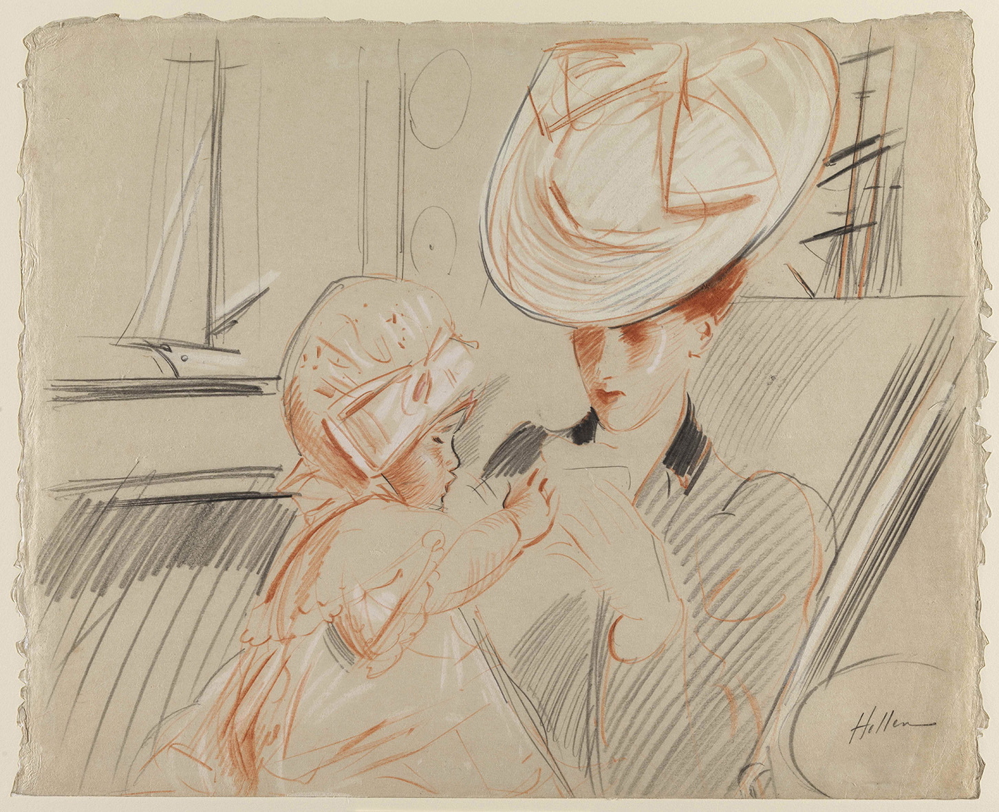 Alice Helleu et Paulette dans une chaise longue