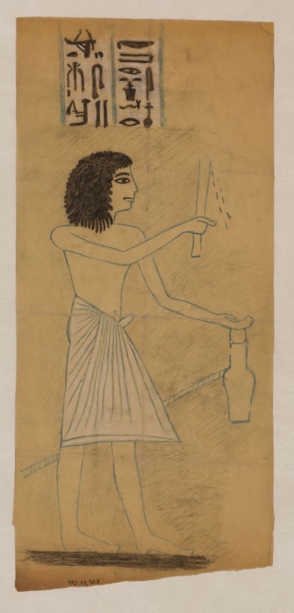 Décor d'un homme de profil avec une offrande (titre factice)