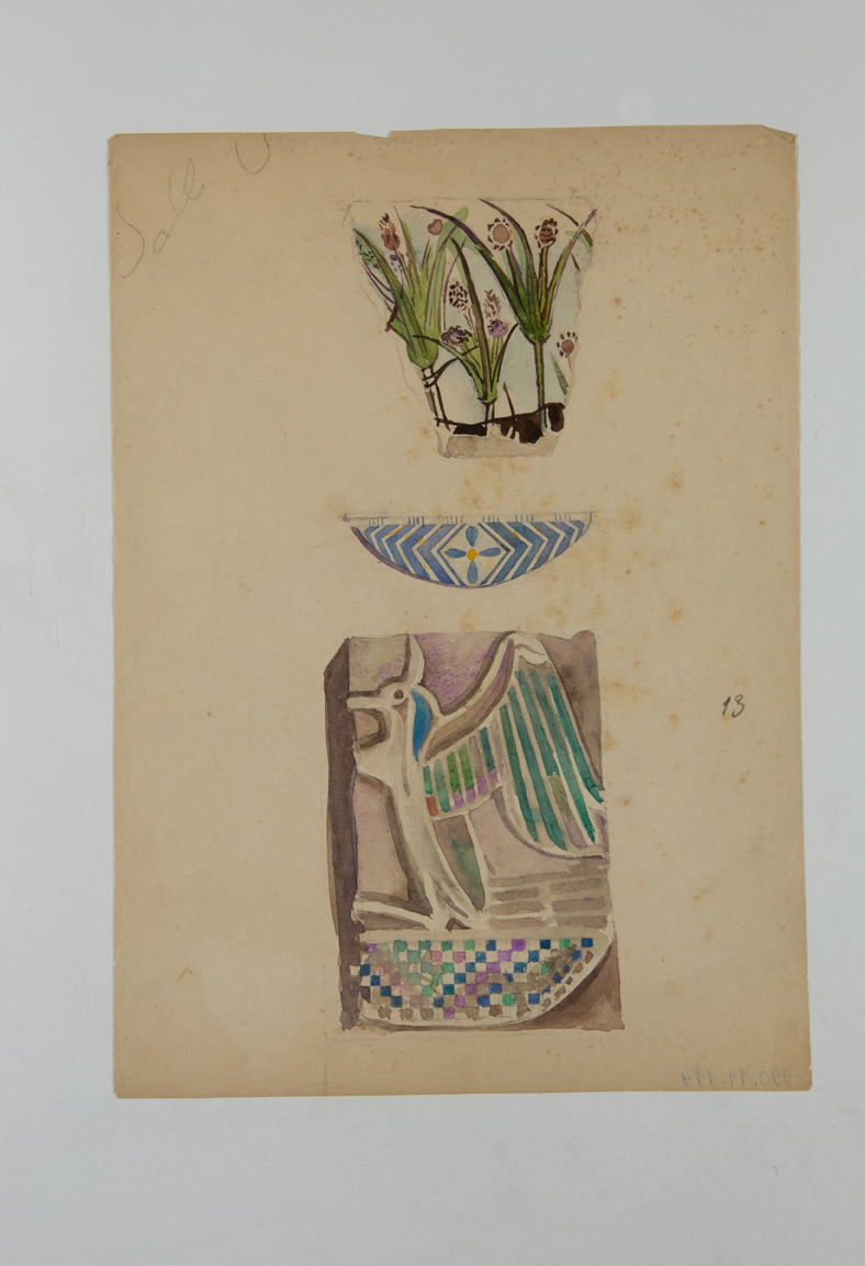 Représentation de 3 fragments de décors (titre factice)