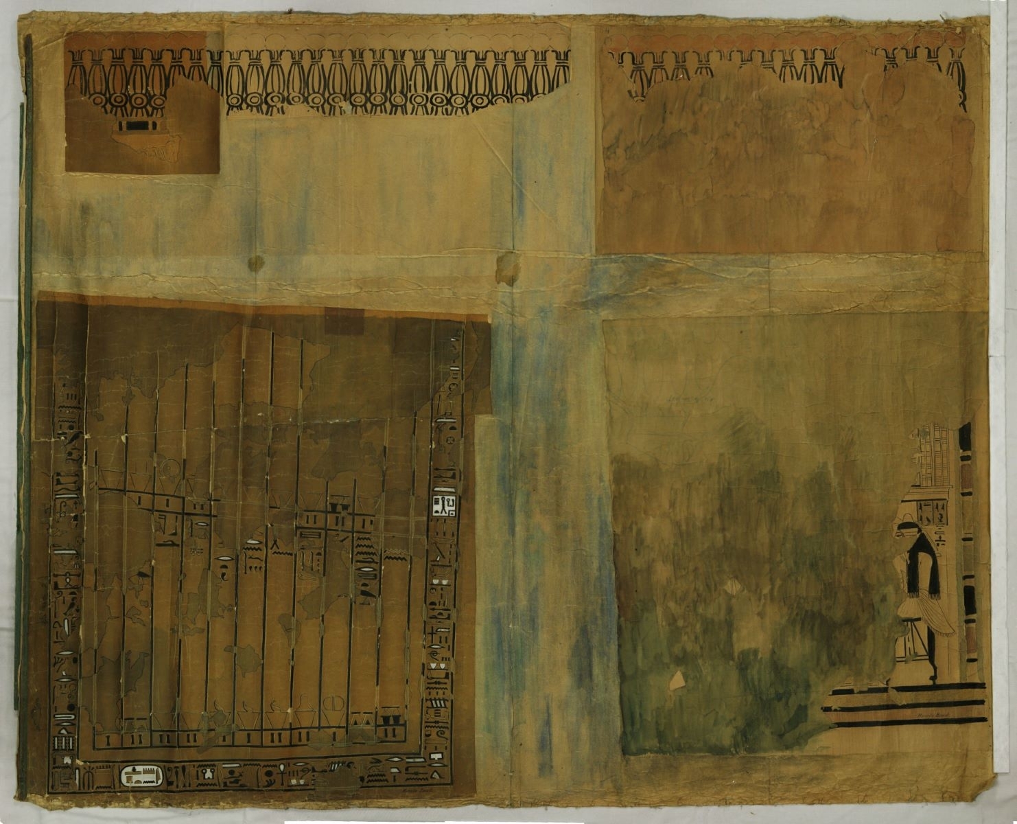 Relevé du plafond entre A et A’ et de la paroi B de la tombe d'Amenmose (titre factice)