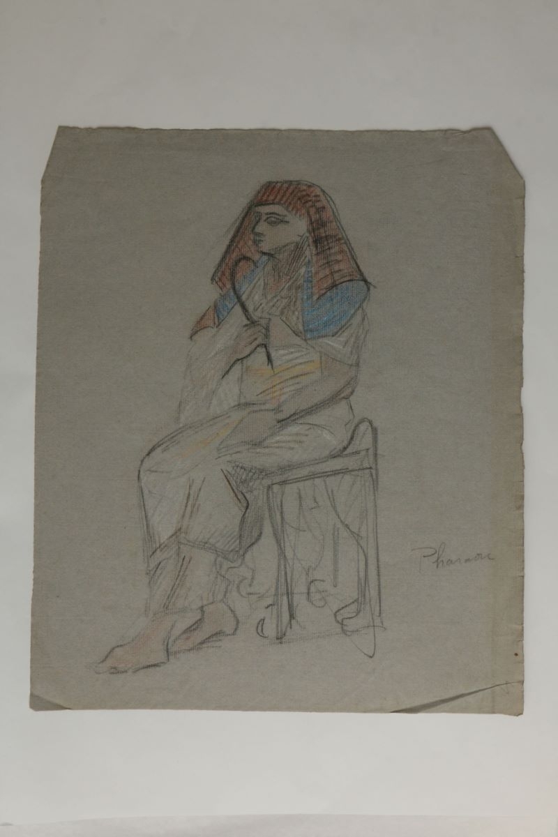 Pharaon assis en costume de cérémonie (titre factice)