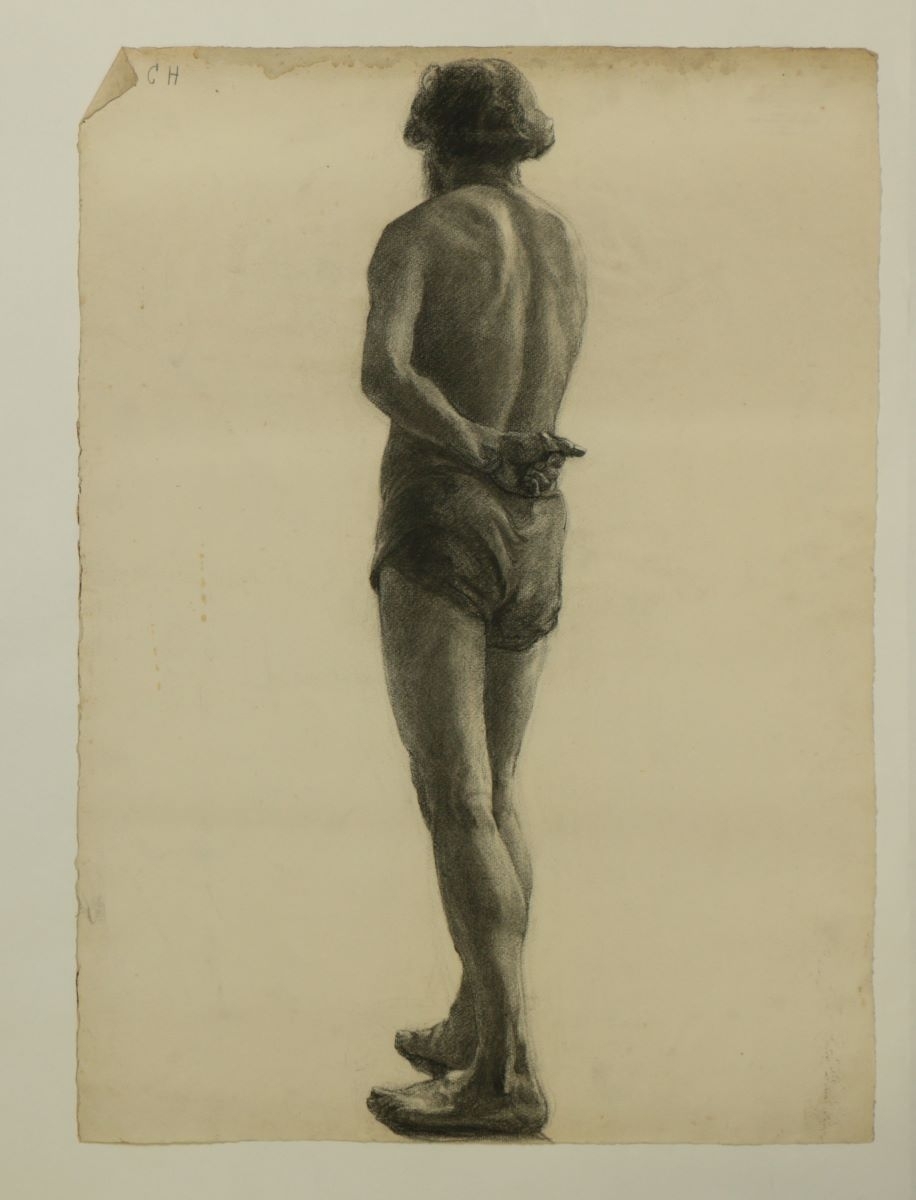 Académie Julian : dessin de modèle vivant masculin (titre factice)