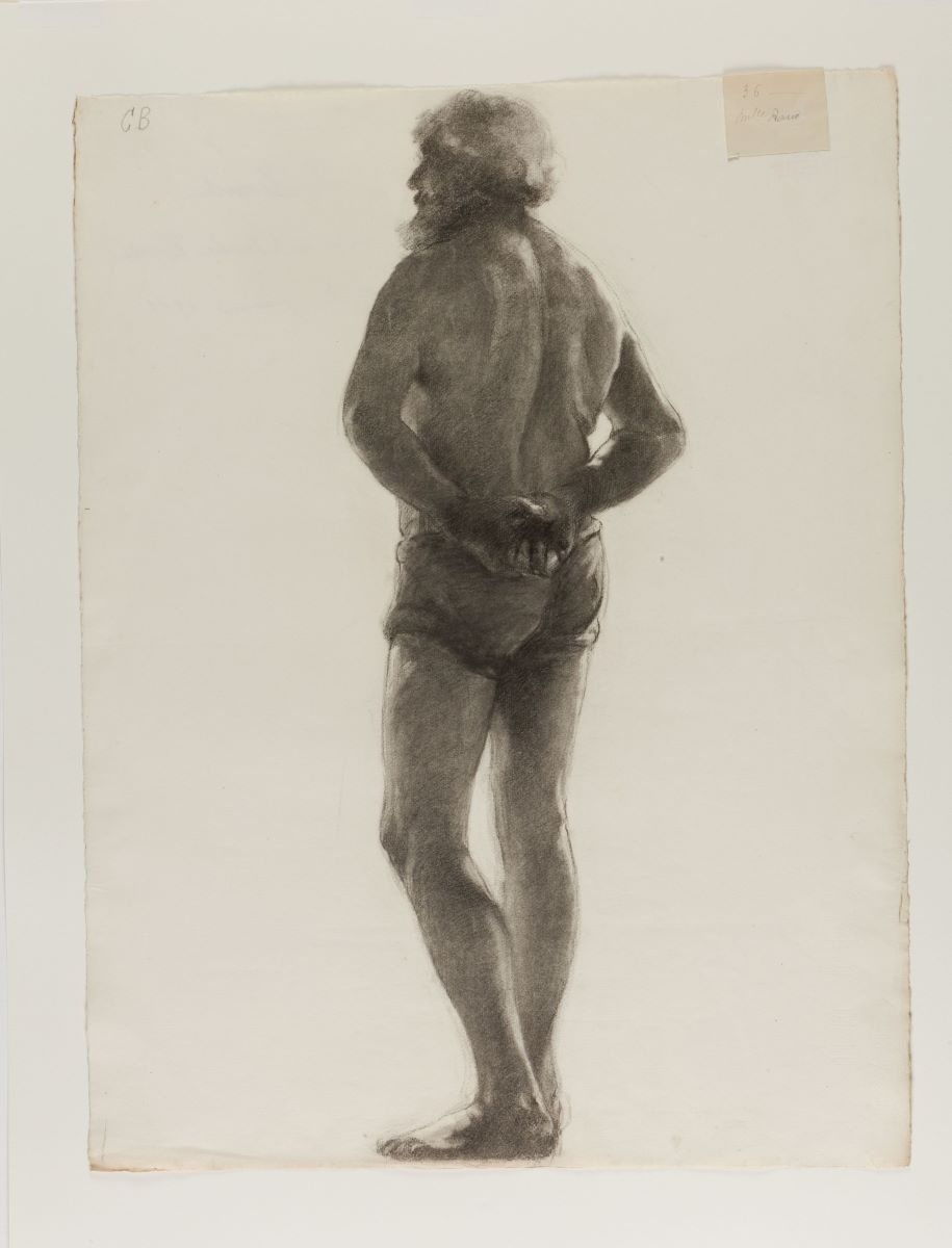 Académie Julian : dessin de modèle vivant masculin (titre factice)