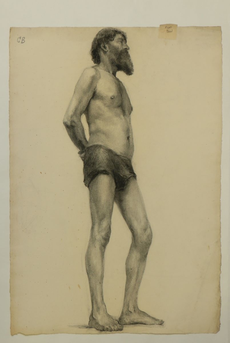 Académie Julian : dessin de modèle vivant masculin (titre factice)