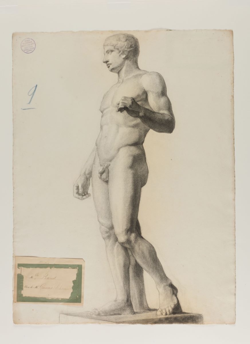 Concours d’émulation des Beaux-Arts de Paris : dessin de statue (titre factice)