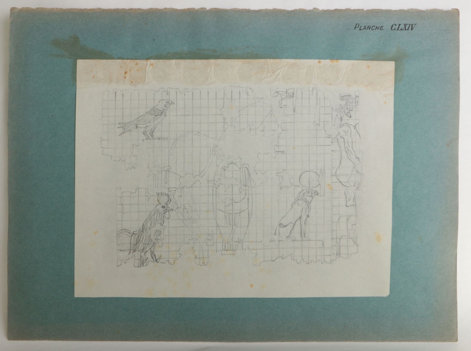 Dessin d'un papyrus aux oiseaux (titre factice)