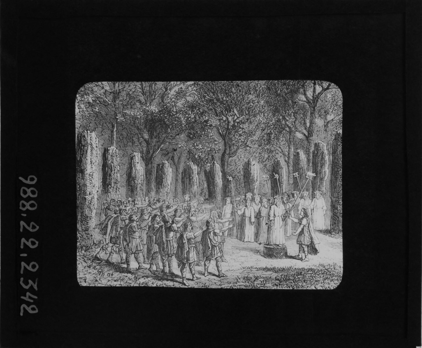 Les députés gaulois prêtent serment sur les enseignes dans l'enceinte des pierres (titre inscrit)