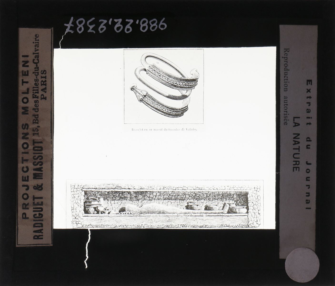 Coupe de Tumulus de Valloby (Danemark) et bracelet en or massif trouvé à l’intérieur (titre inscrit)
