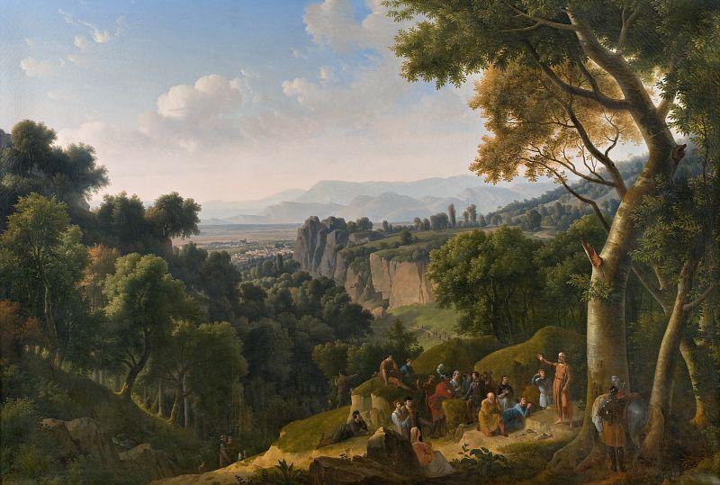 Pierre l'Ermite prêchant la première croisade dans les montagnes de l'Auvergne près de Clermont et Montferrand