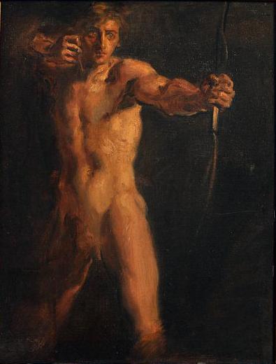Homme bandant un arc ; Académie virile (autre titre)