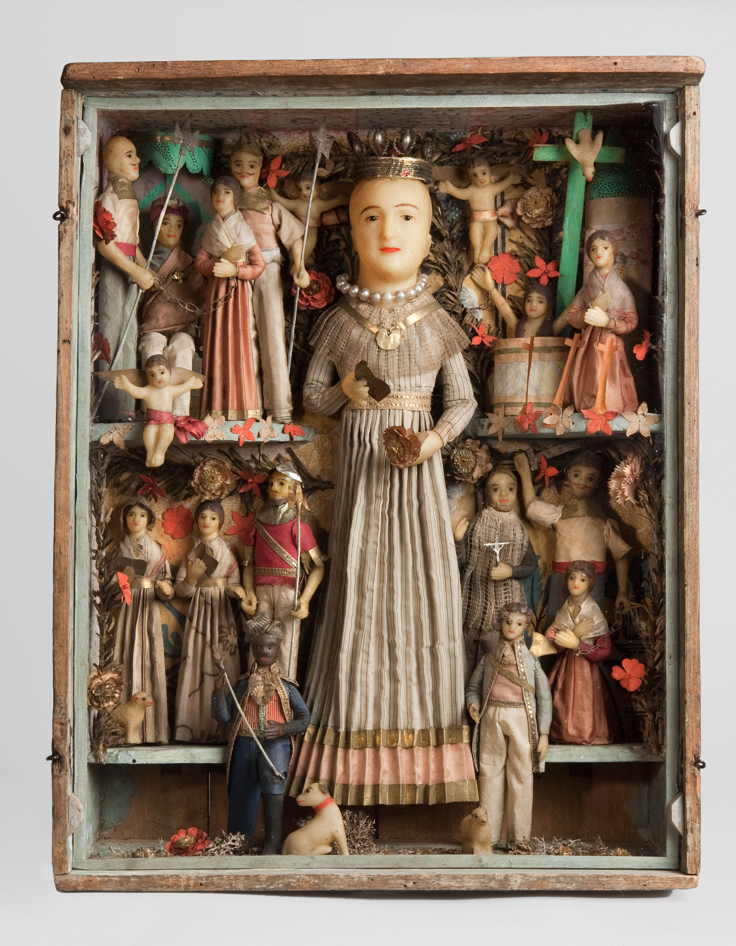 Boîte de colporteur de sainte Reine du XIXe siècle